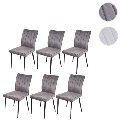 6er-Set Esszimmerstuhl HWC-K16, Stuhl Küchenstuhl, Samt Metall
