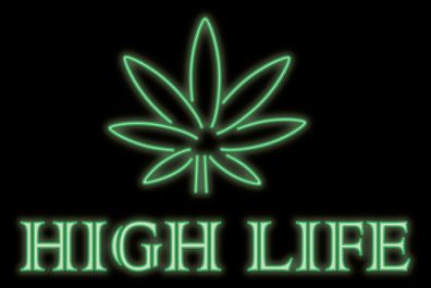 Blechschild Spruch 30x20 cm High Life Cannabis Metall Deko Schild tin sign