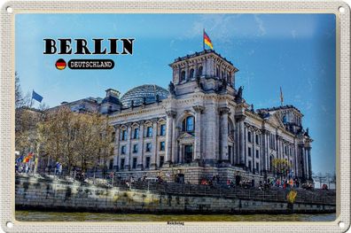 Blechschild Städte Berlin Reichstag Politik Architektur 30x20 cm Schild tin sign