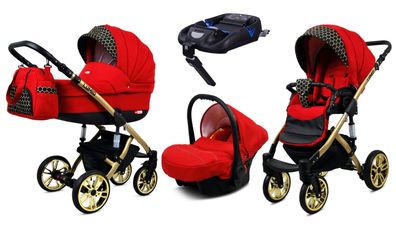 Kinderwagen Lumio Scarlet 4in1- Set Wanne Buggy Babyschale Autositz Basis ISOFIX
