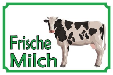 Blechschild Hinweis 30x20 cm frische Milch Verkauf Kuh Deko Schild tin sign