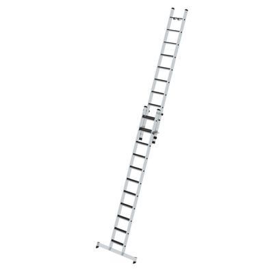 Stufen-Schiebeleiter 2-teilig mit nivello-Traverse und clip-step R13 1x11 + 1x10