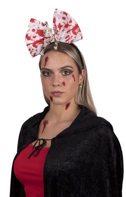 PxP 4170777 - Blutige Schleife Haarreif Halloween Haarreif mit Blut und Skelett