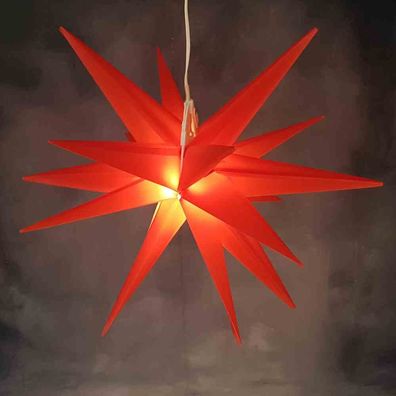 LED Stern Kunststoff rot Ø 58 cm 1 LED warmweiß, Timer 6/18 Stunden, IP44