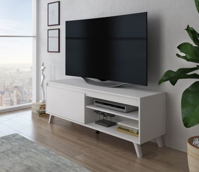 FURNIX TV-Schrank DARSI TV Lowboard Fernsehschrank Kommode elegant 140 cm Weiß