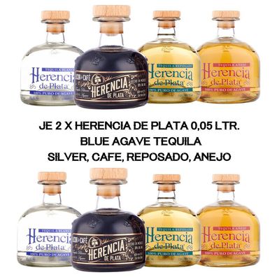 Tequila Miniaturen 8er Set Blanco / Coffee / Reposado / Anejo 0,05 Ltr