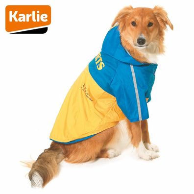 Karlie Regenmantel Sportiv 2in1 - blau gelb Hundemantel Hundepullover Regenjacke