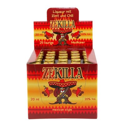 Zekilla mexican style / Zimtlikör mit Chili 20% Vol. / Partybox 25x20ml