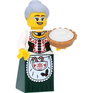 LEGO Minifigur Mrs. Claus / Frau vom Weihnachtsmann mit Kuchen
