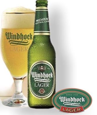 12 Flaschen Windhoek Lager Bier 0,33 l, afrikanisches Sommerbier aus Namibia