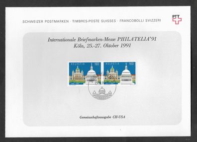 Blatt Schweiz Internationale Briefmarkenausstellung Philatelia ´91