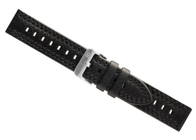 Dakota Ersatzband Uhrenarmband Leder schwarz mit schwarzer Doppelnaht