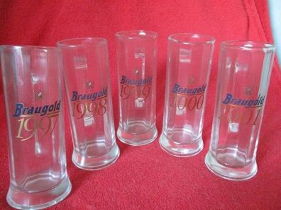 Bierseidel Bierhumpen Glas mit Henkel Braugold 1997 - 2001 0,2 L