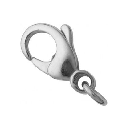 Karabiner – mit Öse Ø 4 mm – 925/ -Sterlingsilber, rhodiniert – 13 mm