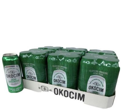 24 Dosen Okocim Lager Bier, ein Original aus Polen