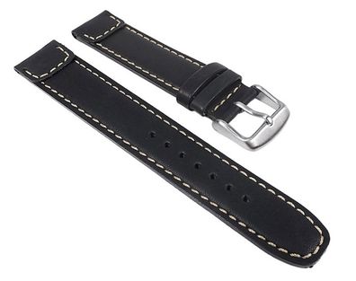 Minott Soft Vintage Ersatzband Uhrenarmband Kalbsleder Band schwarz 24010S
