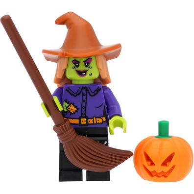 LEGO Halloween Figur Verrückte Hexe / Wacky Witch mit Schlapphut, Besen und Halloween