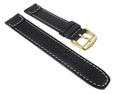 Soft Vintage Ersatzband Uhrenarmband Kalbsleder Band schwarz 24011G
