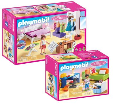 Playmobil Dollhouse Puppenhaus 70208 Schlafzimmer + 70209 Jugendzimmer - neu, ovp
