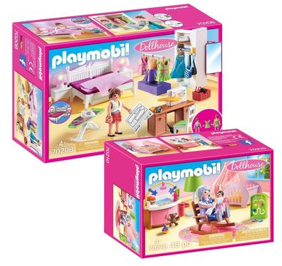 Playmobil Dollhouse Puppenhaus 70208 Schlafzimmer + 70210 Babyzimmer - neu, ovp