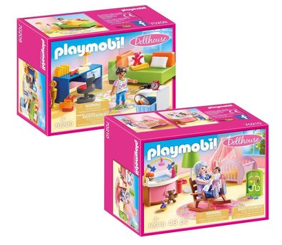 Playmobil Dollhouse Puppenhaus 70209 Jugendzimmer + 70210 Babyzimmer - neu, ovp
