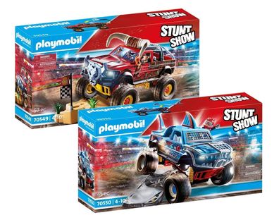 Playmobil Set 70549 + 70550 Stuntshow Monster Truck Horned + Shark - neu, ovp