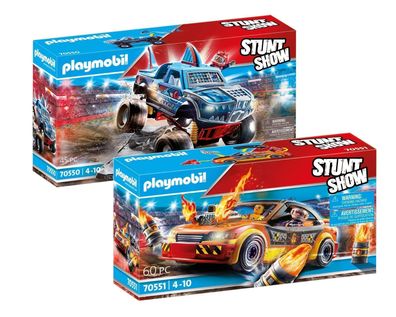 Playmobil Set 70550 + 70551 Stuntshow Monster Truck Shark + Crashcar - neu, ovp