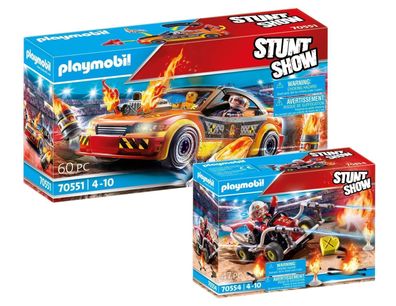 Playmobil Set 70551 + 70554 Stuntshow Crashcar + Feuerwehrkart - neu, ovp