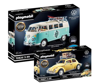 Playmobil VW Volkswagen 70826 T1 Camping-Bus + 70827 Käfer - neu, ovp