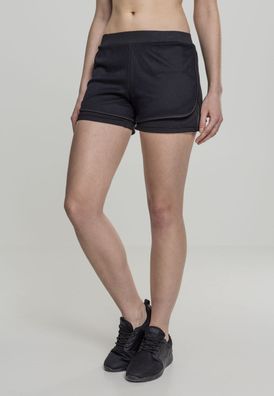 Urban Classics Damen Shorts Ladies Double Layer Mesh Shorts Black