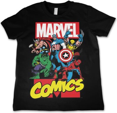 Marvel Comics Heroes Kids T-Shirt Kinder Black