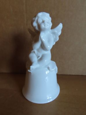 Weihnachtsdeko Engel als Glocke weiß Keramik ca. 10,5 cm H