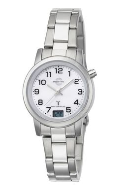 MasterTime Damen-Funkuhr Basic, silber/ weiß - MTLA-10301-12M