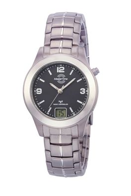 MasterTime Damen-Funkuhr Expert Titan, silber/ schwarz - MTLT-10350-22M