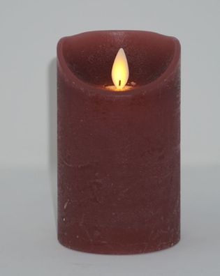 LED echtwachs Stumpenkerze 12,5 cm ANTIC ROSA Timer bewegliche Flamme Kerze Teelicht