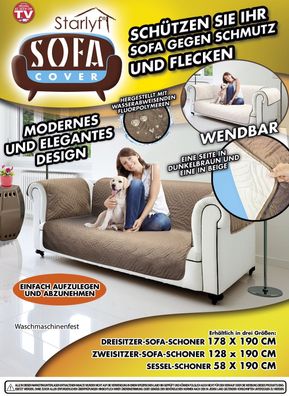 Sofa Cover - Schutz gegen Schmutz und Flecken - braun für 2-Sitzer