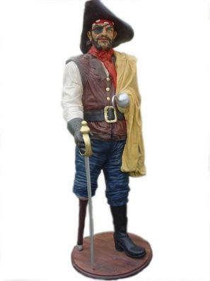 Pirat mit Umhang lebensgroß 190cm für draußen aus GFK