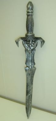 Totenschädel in Schwarz mit Schwert lebensgroß 55cm für draußen aus Polyresin