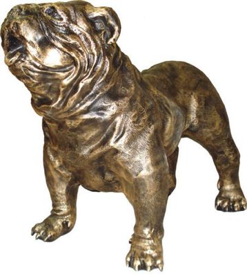 Golden Bulldog lebensgroß 74cm für draußen aus Polyresin