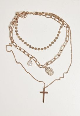 Urban Classics Kette Pearl Cross Necklace Gold