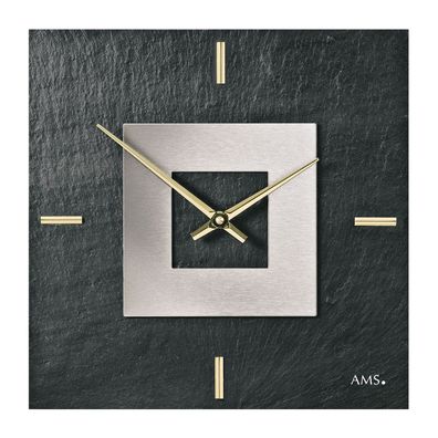 AMS Quarz-Wanduhr Naturschiefer