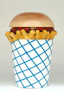 Abfalleimer Pommestüte mit Hamburger übergroß XXL 103cm für draußen aus GFK
