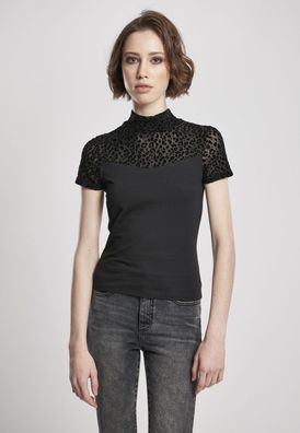 Urban Classics Female Shirt Ladies Flock Lace Turtleneck Tee Black