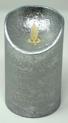 LED Stumpenkerze 12,5 cm silber mit Timer
