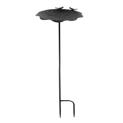 Metall Vogeltränke Vogelbad Wasserschale mit Erdspieß Gartenstecker H90cm
