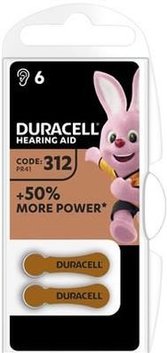 Duracell DA312 6er-Blister / Ultra+ Hörgeräte-Knopfzellen