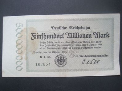 Deutsche Reichsbahn Banknote 500 Millionen Mark (AB 201)