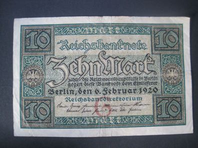 Deutsches Reich Reichsbanknote 10 Mark 1920 (AB 868)