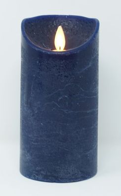 LED echtwachs Stumpenkerze 15 cm Antique BLAU Timer bewegliche Flamme Kerze Teelicht
