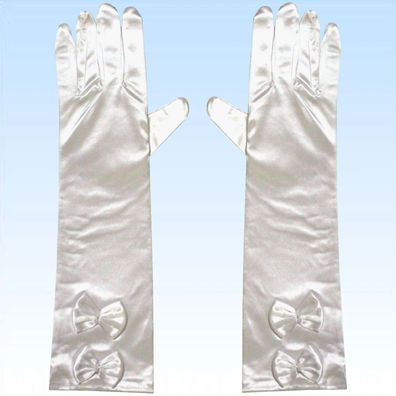 Braut Handschuhe Lina Satin weiß Fingerhandschuhe Abendgarderobe Handschuh
